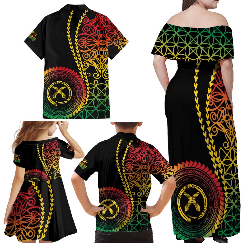 Proudly Ni-Van Sandroing Inspired Classic Style Family Matching Off Shoulder Maxi Dress and Hawaiian Shirt LT7 - Polynesian Pride