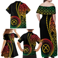 Proudly Ni-Van Sandroing Inspired Classic Style Family Matching Off Shoulder Maxi Dress and Hawaiian Shirt LT7 - Polynesian Pride