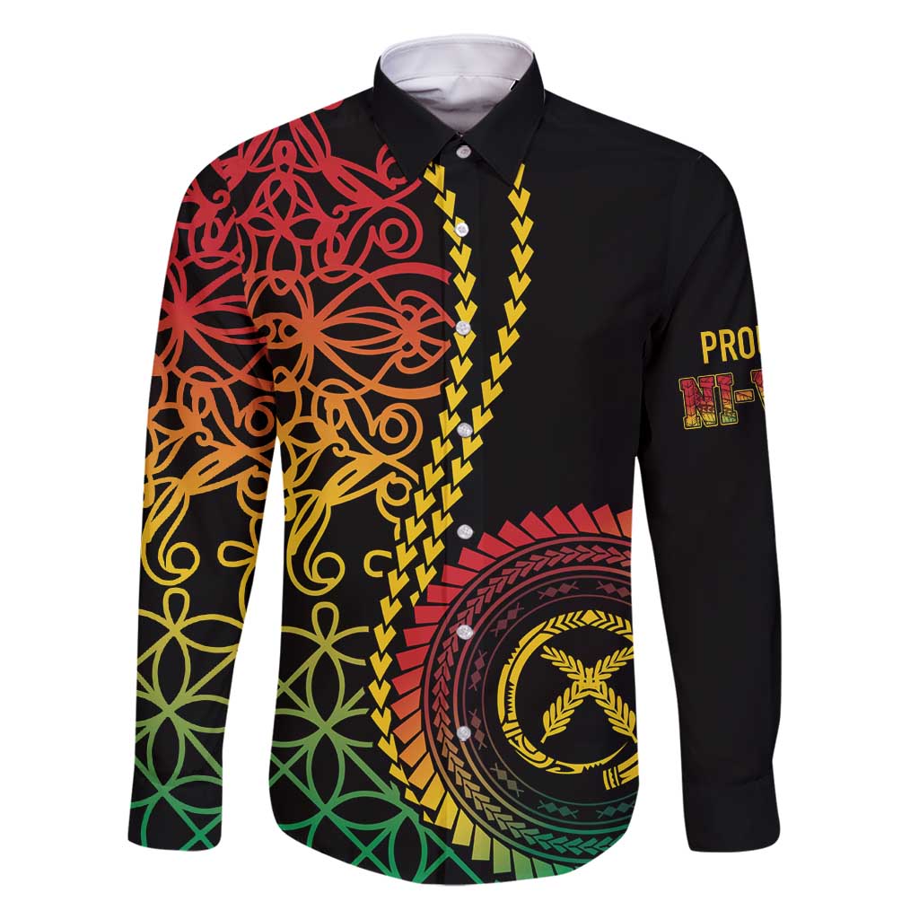 Proudly Ni-Van Sandroing Inspired Classic Style Family Matching Off Shoulder Maxi Dress and Hawaiian Shirt LT7 Dad's Shirt - Long Sleeve Colorful - Polynesian Pride