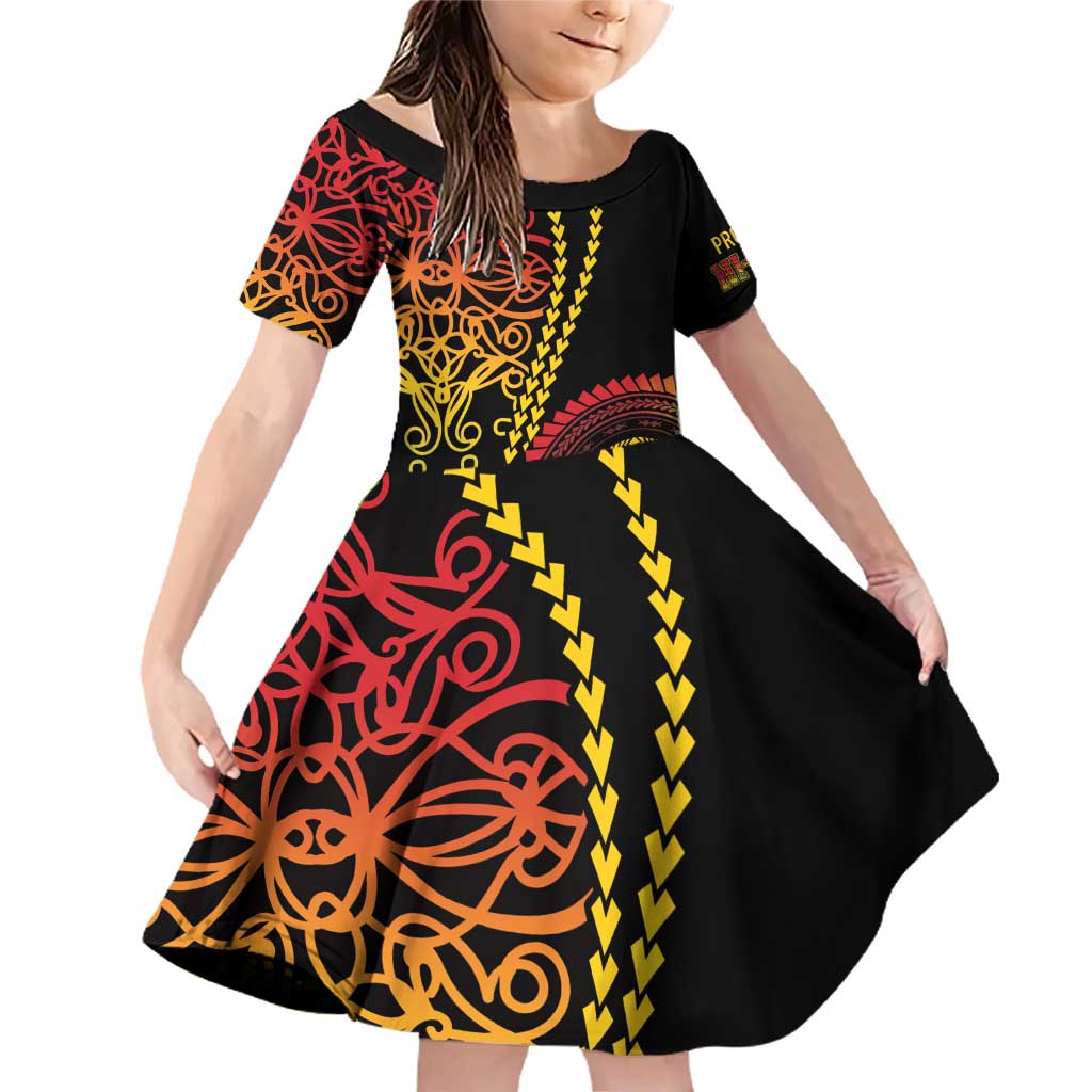 Proudly Ni-Van Sandroing Inspired Classic Style Family Matching Off Shoulder Short Dress and Hawaiian Shirt LT7 Daughter's Dress Colorful - Polynesian Pride