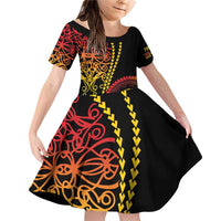 Proudly Ni-Van Sandroing Inspired Classic Style Family Matching Off Shoulder Short Dress and Hawaiian Shirt LT7 Daughter's Dress Colorful - Polynesian Pride
