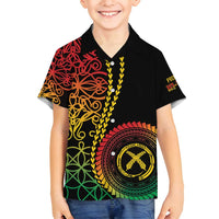 Proudly Ni-Van Sandroing Inspired Classic Style Family Matching Off Shoulder Short Dress and Hawaiian Shirt LT7 Son's Shirt Colorful - Polynesian Pride