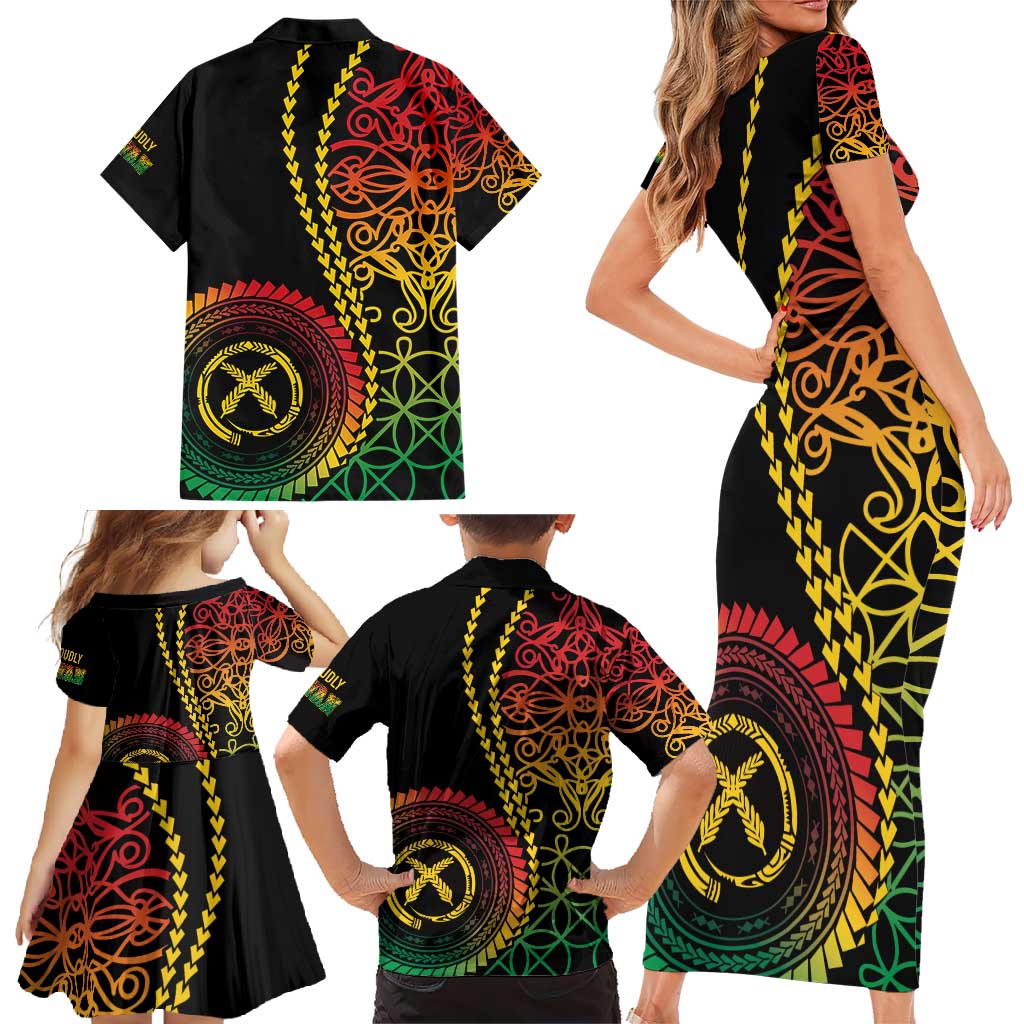Proudly Ni-Van Sandroing Inspired Classic Style Family Matching Short Sleeve Bodycon Dress and Hawaiian Shirt LT7 - Polynesian Pride