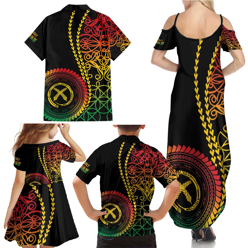 Proudly Ni-Van Sandroing Inspired Classic Style Family Matching Summer Maxi Dress and Hawaiian Shirt LT7 - Polynesian Pride