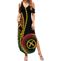Proudly Ni-Van Sandroing Inspired Classic Style Family Matching Summer Maxi Dress and Hawaiian Shirt LT7 Mom's Dress Colorful - Polynesian Pride