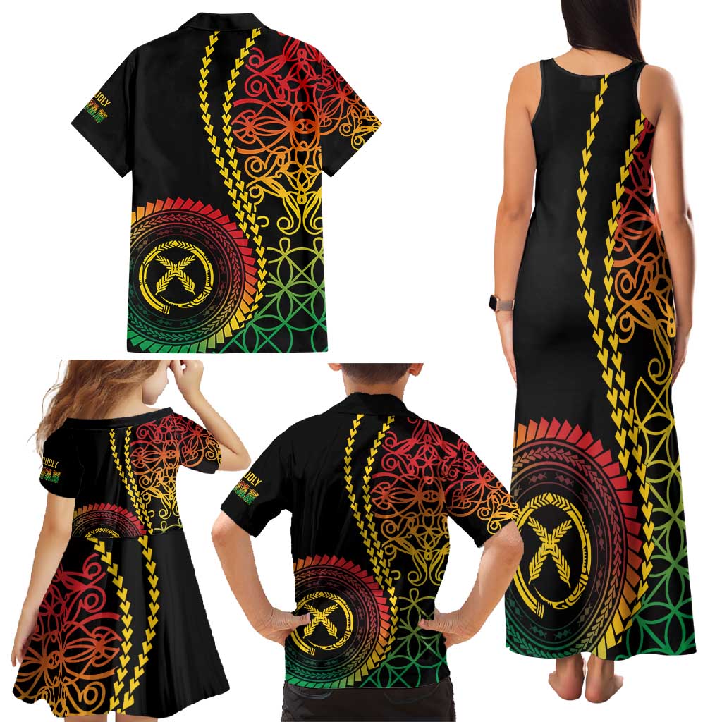 Proudly Ni-Van Sandroing Inspired Classic Style Family Matching Tank Maxi Dress and Hawaiian Shirt LT7 - Polynesian Pride