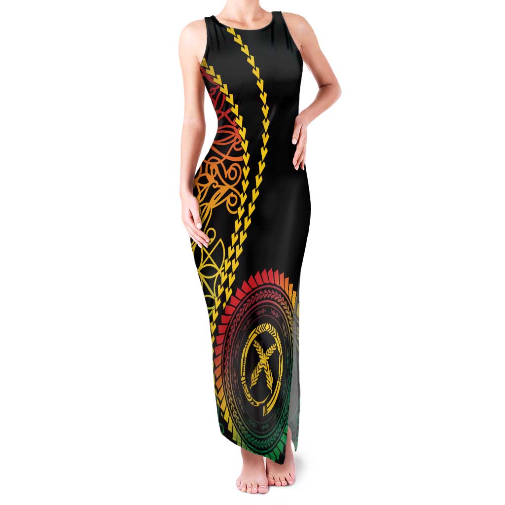 Proudly Ni-Van Sandroing Inspired Classic Style Family Matching Tank Maxi Dress and Hawaiian Shirt LT7 Mom's Dress Colorful - Polynesian Pride