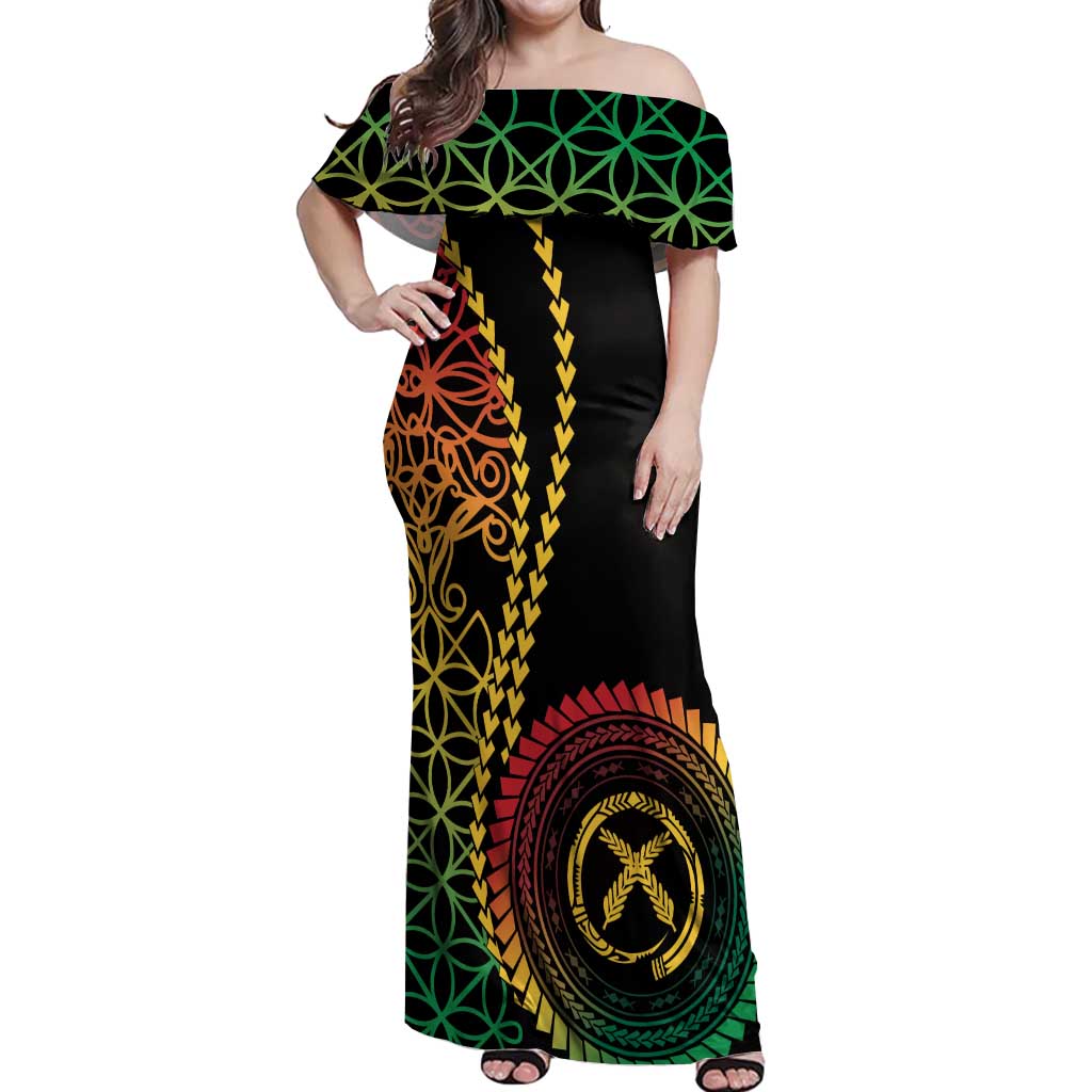 Proudly Ni-Van Sandroing Inspired Classic Style Off Shoulder Maxi Dress LT7 Women Colorful - Polynesian Pride
