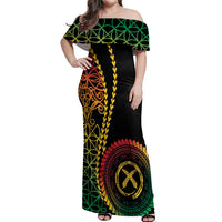 Proudly Ni-Van Sandroing Inspired Classic Style Off Shoulder Maxi Dress LT7 Women Colorful - Polynesian Pride