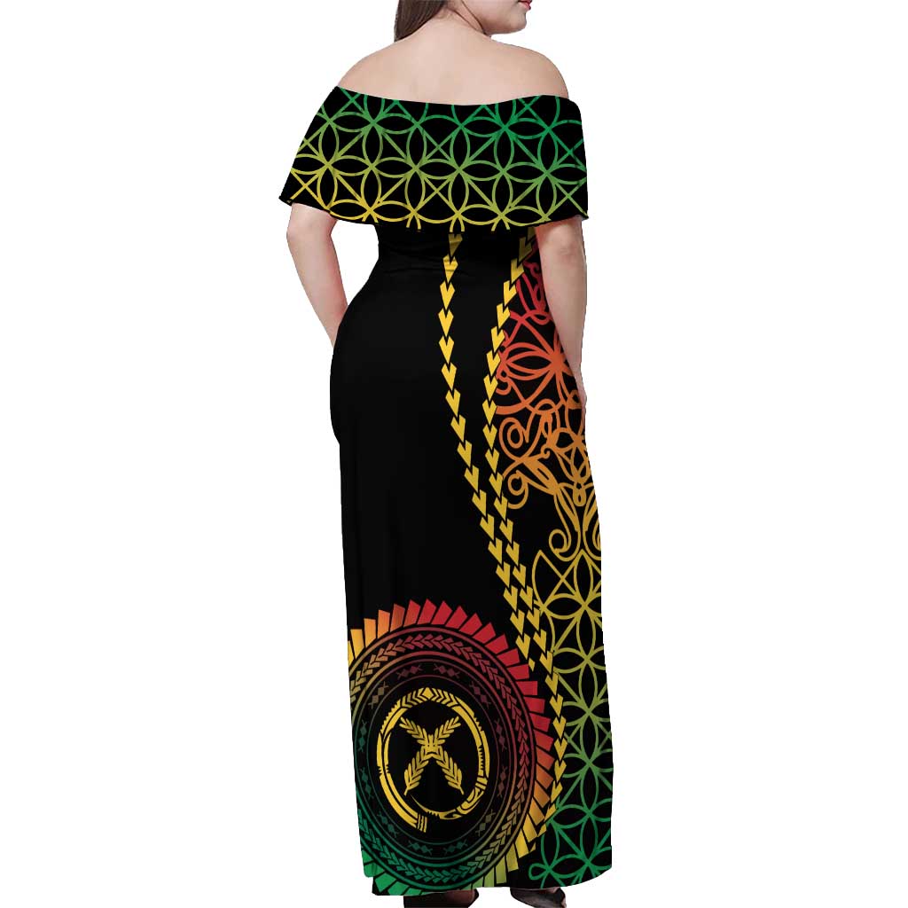 Proudly Ni-Van Sandroing Inspired Classic Style Off Shoulder Maxi Dress LT7 - Polynesian Pride