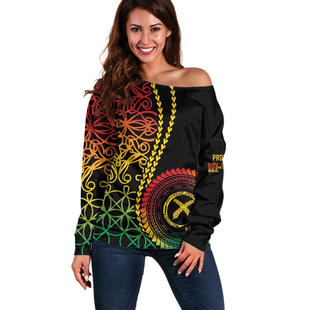 Proudly Ni-Van Sandroing Inspired Classic Style Off Shoulder Sweater