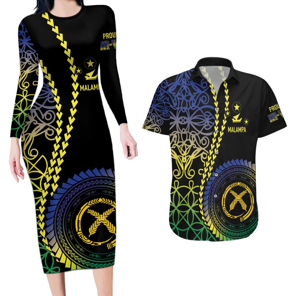 Proudly Ni-Van Sandroing Inspired Couples Matching Long Sleeve Bodycon Dress and Hawaiian Shirt Malampa Classic Style LT7 Colorful - Polynesian Pride