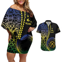 Proudly Ni-Van Sandroing Inspired Couples Matching Off Shoulder Short Dress and Hawaiian Shirt Malampa Classic Style LT7 Colorful - Polynesian Pride