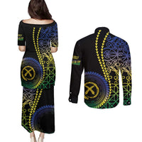 Proudly Ni-Van Sandroing Inspired Couples Matching Puletasi and Long Sleeve Button Shirt Malampa Classic Style LT7 - Polynesian Pride