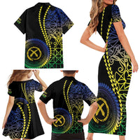 Proudly Ni-Van Sandroing Inspired Family Matching Short Sleeve Bodycon Dress and Hawaiian Shirt Malampa Classic Style LT7 - Polynesian Pride