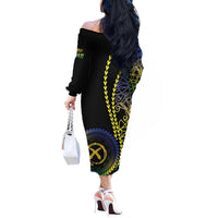 Proudly Ni-Van Sandroing Inspired Off The Shoulder Long Sleeve Dress Malampa Classic Style LT7 - Polynesian Pride