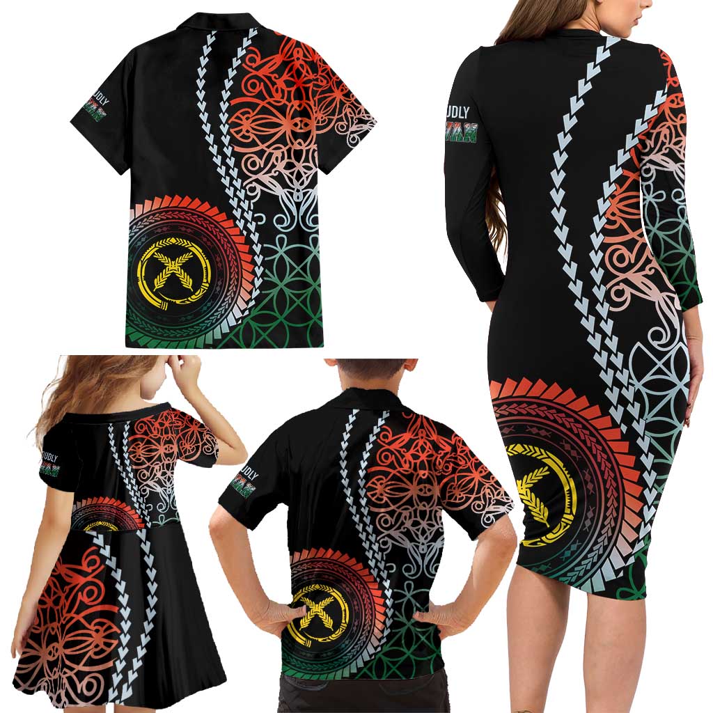 Proudly Ni-Van Sandroing Inspired Family Matching Long Sleeve Bodycon Dress and Hawaiian Shirt Penama Classic Style LT7 - Polynesian Pride