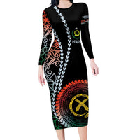 Proudly Ni-Van Sandroing Inspired Family Matching Long Sleeve Bodycon Dress and Hawaiian Shirt Penama Classic Style LT7 Mom's Dress Colorful - Polynesian Pride