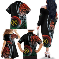 Proudly Ni-Van Sandroing Inspired Family Matching Off The Shoulder Long Sleeve Dress and Hawaiian Shirt Penama Classic Style LT7 - Polynesian Pride