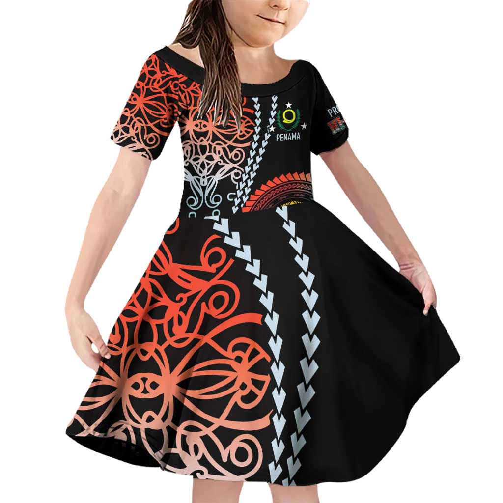 Proudly Ni-Van Sandroing Inspired Family Matching Off Shoulder Short Dress and Hawaiian Shirt Penama Classic Style LT7 Daughter's Dress Colorful - Polynesian Pride