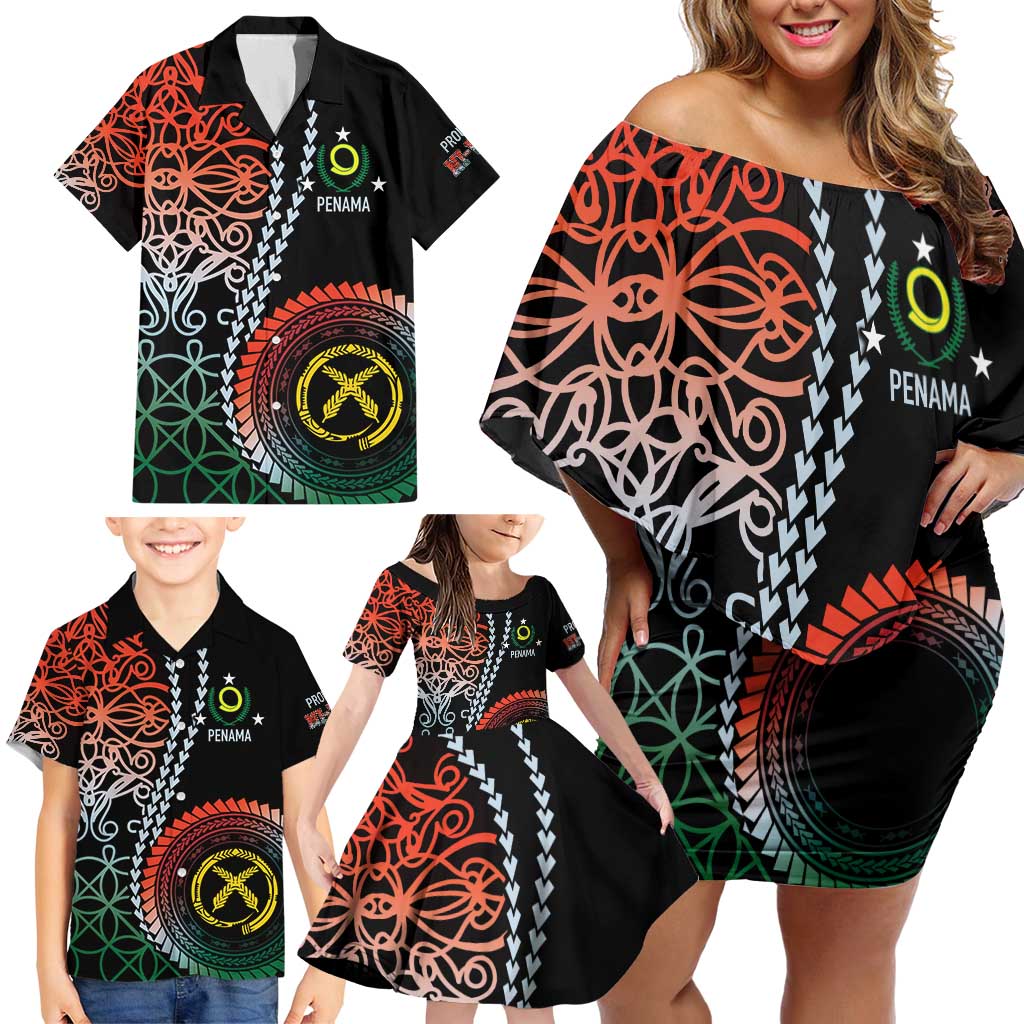 Proudly Ni-Van Sandroing Inspired Family Matching Off Shoulder Short Dress and Hawaiian Shirt Penama Classic Style LT7 - Polynesian Pride