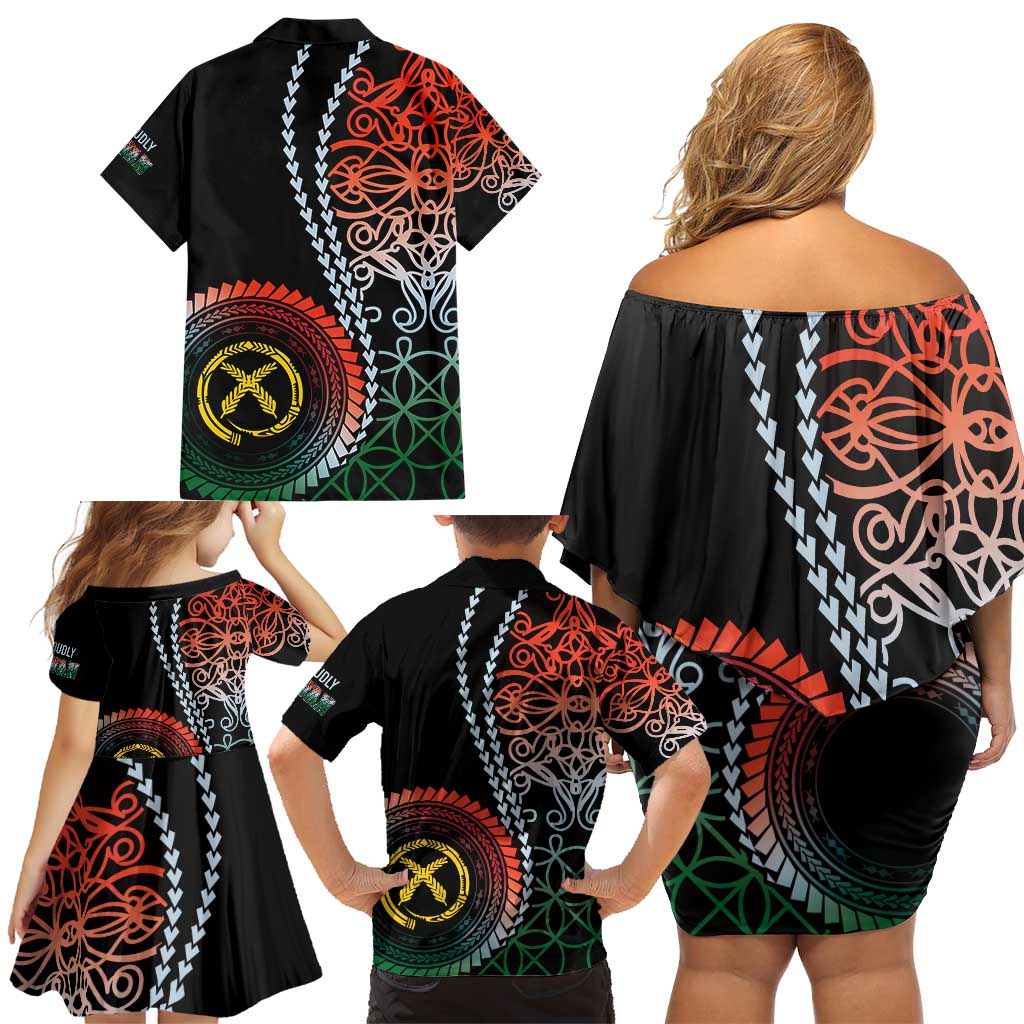 Proudly Ni-Van Sandroing Inspired Family Matching Off Shoulder Short Dress and Hawaiian Shirt Penama Classic Style LT7 - Polynesian Pride