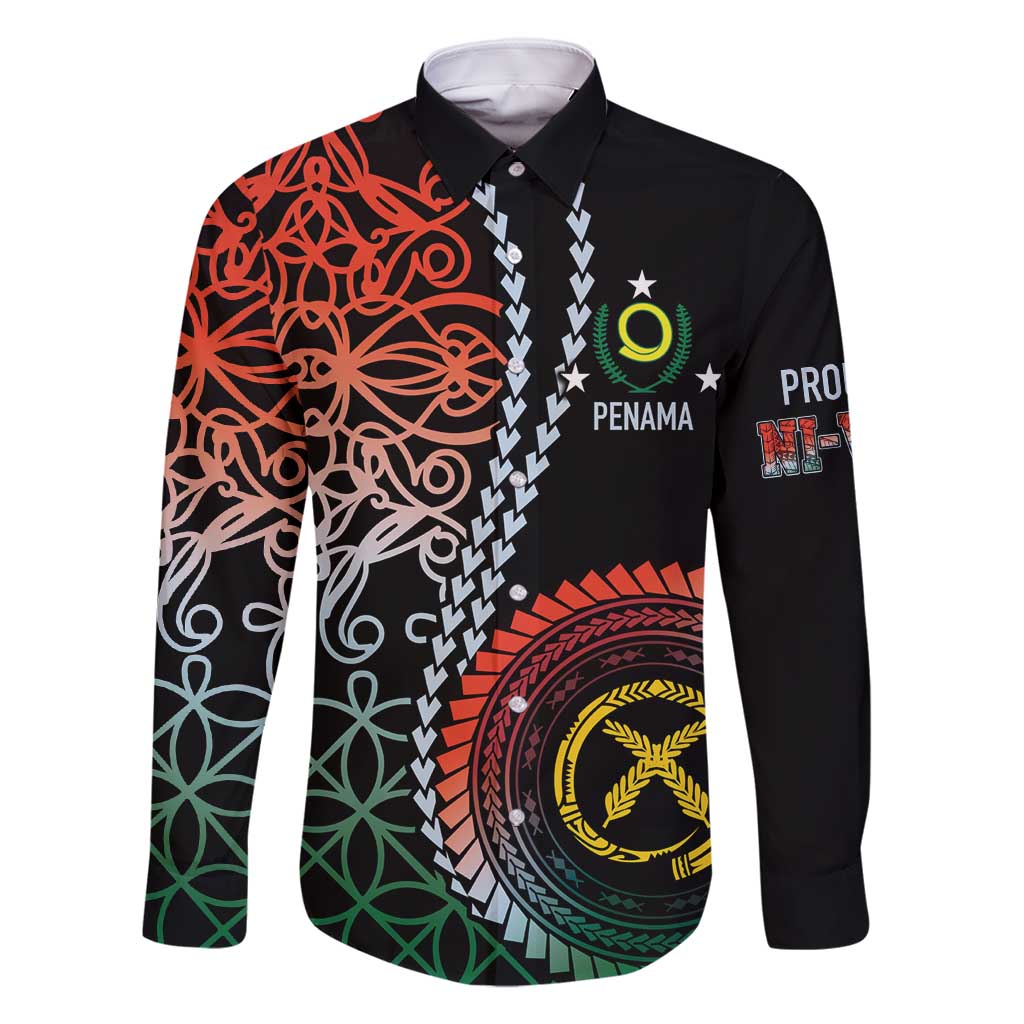 Proudly Ni-Van Sandroing Inspired Family Matching Off Shoulder Short Dress and Hawaiian Shirt Penama Classic Style LT7 Dad's Shirt - Long Sleeve Colorful - Polynesian Pride
