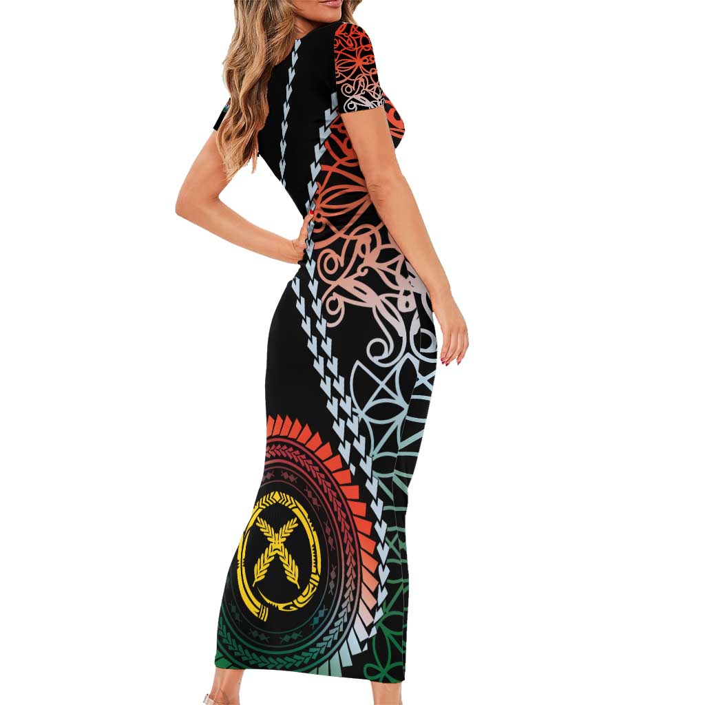 Proudly Ni-Van Sandroing Inspired Family Matching Short Sleeve Bodycon Dress and Hawaiian Shirt Penama Classic Style LT7 - Polynesian Pride
