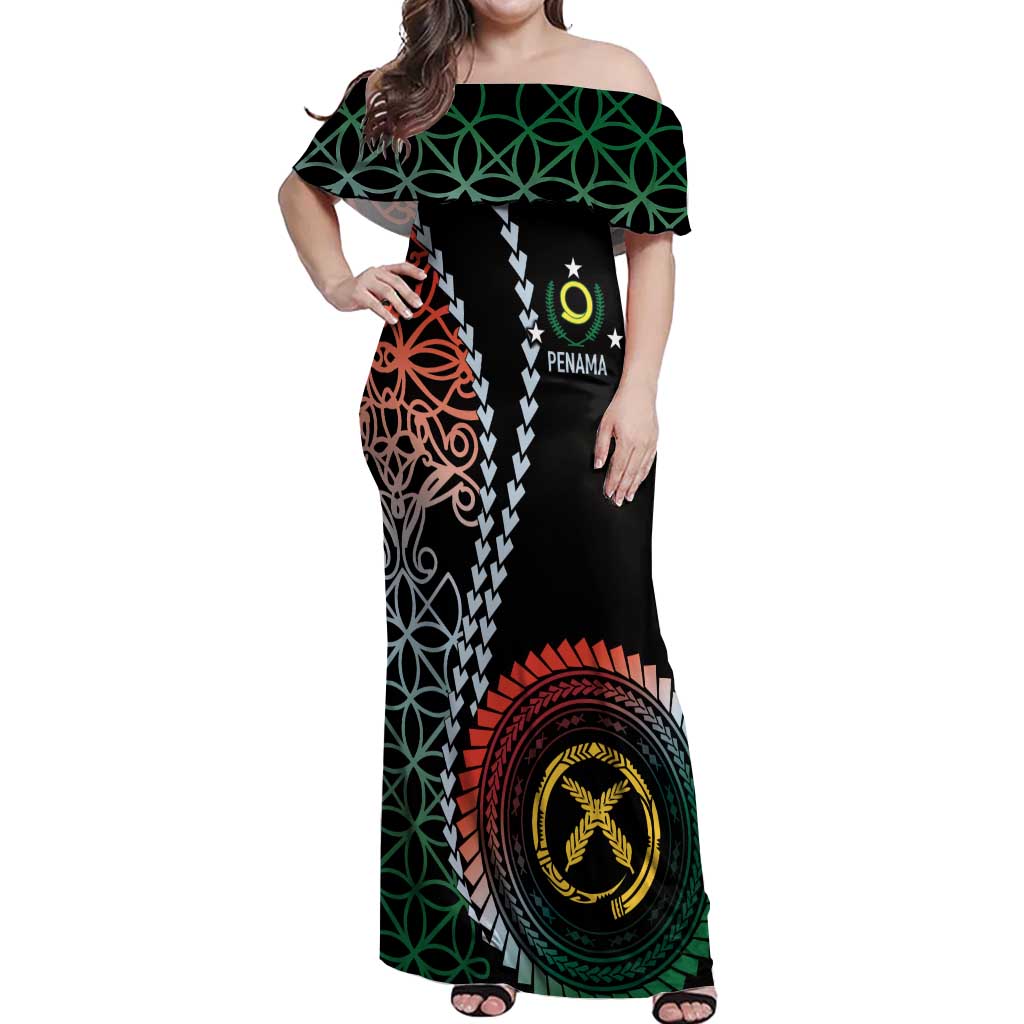 Proudly Ni-Van Sandroing Inspired Off Shoulder Maxi Dress Penama Classic Style LT7 Women Colorful - Polynesian Pride