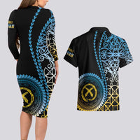 Proudly Ni-Van Sandroing Inspired Couples Matching Long Sleeve Bodycon Dress and Hawaiian Shirt Sanma Classic Style LT7 - Polynesian Pride