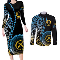 Proudly Ni-Van Sandroing Inspired Couples Matching Long Sleeve Bodycon Dress and Long Sleeve Button Shirt Sanma Classic Style LT7 Colorful - Polynesian Pride