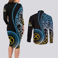 Proudly Ni-Van Sandroing Inspired Couples Matching Long Sleeve Bodycon Dress and Long Sleeve Button Shirt Sanma Classic Style LT7 - Polynesian Pride