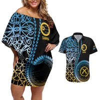 Proudly Ni-Van Sandroing Inspired Couples Matching Off Shoulder Short Dress and Hawaiian Shirt Sanma Classic Style LT7 Colorful - Polynesian Pride