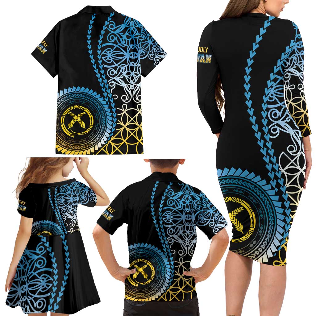 Proudly Ni-Van Sandroing Inspired Family Matching Long Sleeve Bodycon Dress and Hawaiian Shirt Sanma Classic Style LT7 - Polynesian Pride