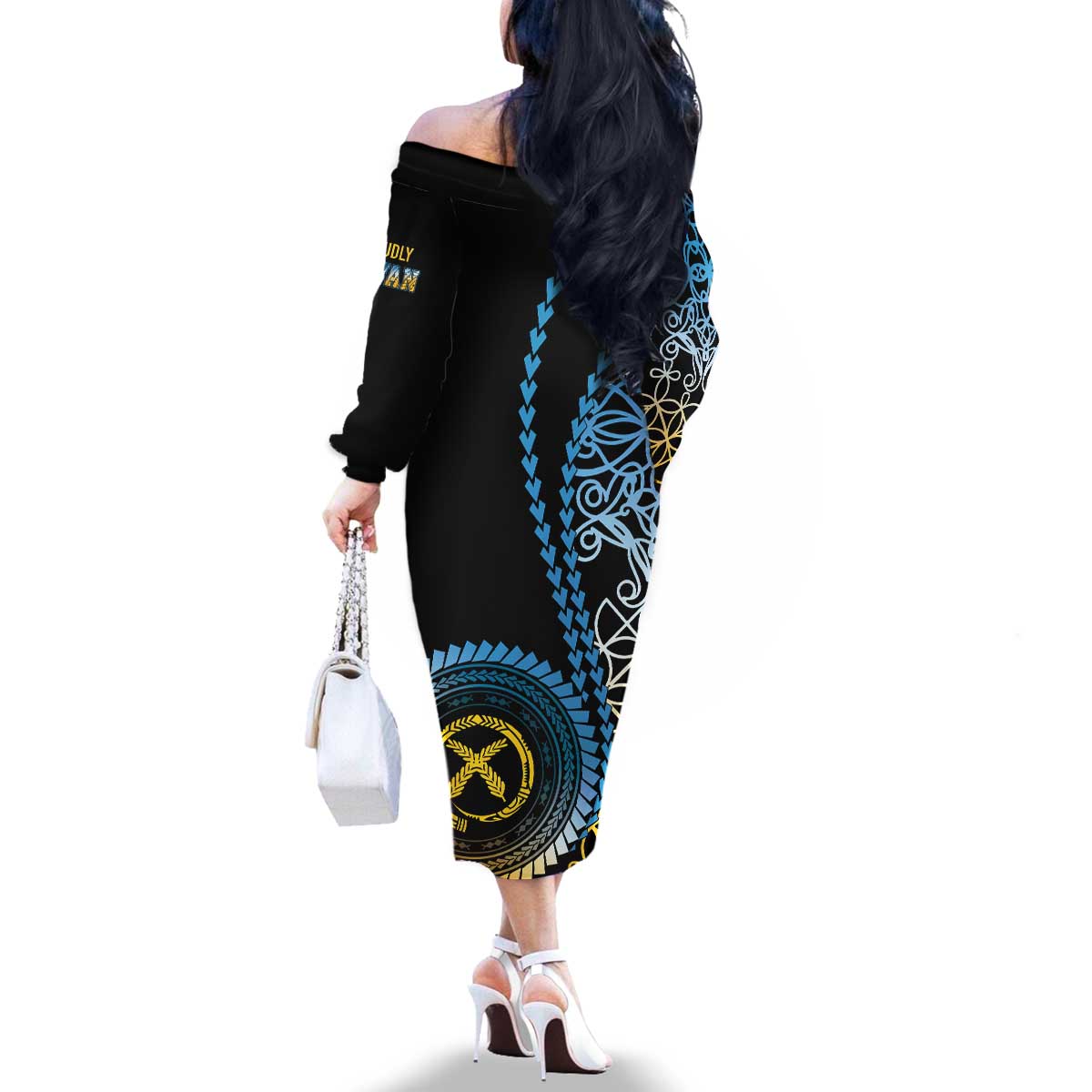 Proudly Ni-Van Sandroing Inspired Family Matching Off The Shoulder Long Sleeve Dress and Hawaiian Shirt Sanma Classic Style LT7 - Polynesian Pride