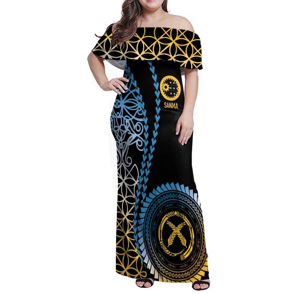 Proudly Ni-Van Sandroing Inspired Family Matching Off Shoulder Maxi Dress and Hawaiian Shirt Sanma Classic Style LT7 Mom's Dress Colorful - Polynesian Pride