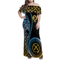 Proudly Ni-Van Sandroing Inspired Family Matching Off Shoulder Maxi Dress and Hawaiian Shirt Sanma Classic Style LT7 Mom's Dress Colorful - Polynesian Pride