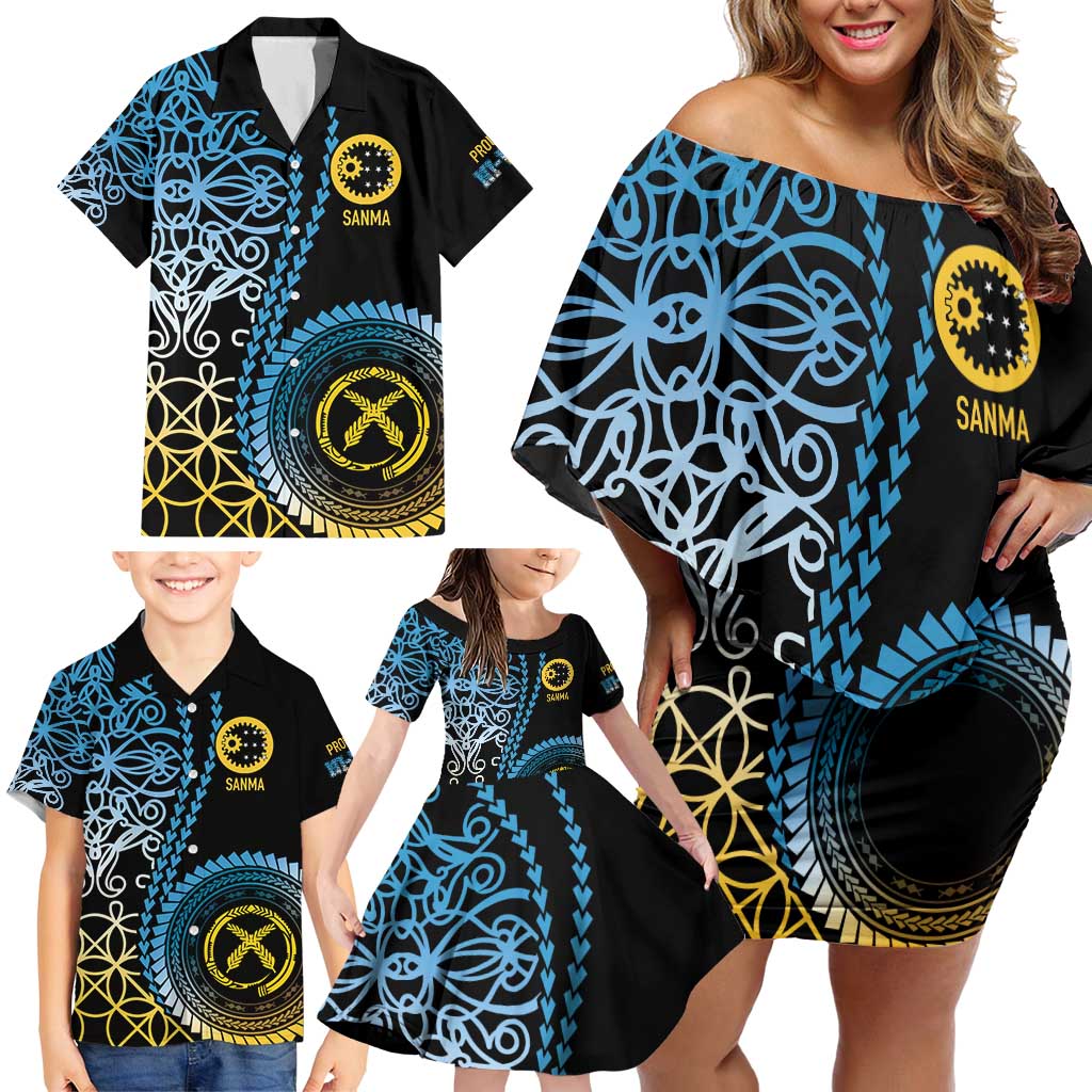 Proudly Ni-Van Sandroing Inspired Family Matching Off Shoulder Short Dress and Hawaiian Shirt Sanma Classic Style LT7 - Polynesian Pride