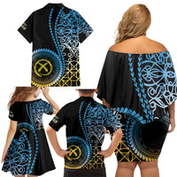 Proudly Ni-Van Sandroing Inspired Family Matching Off Shoulder Short Dress and Hawaiian Shirt Sanma Classic Style LT7 - Polynesian Pride