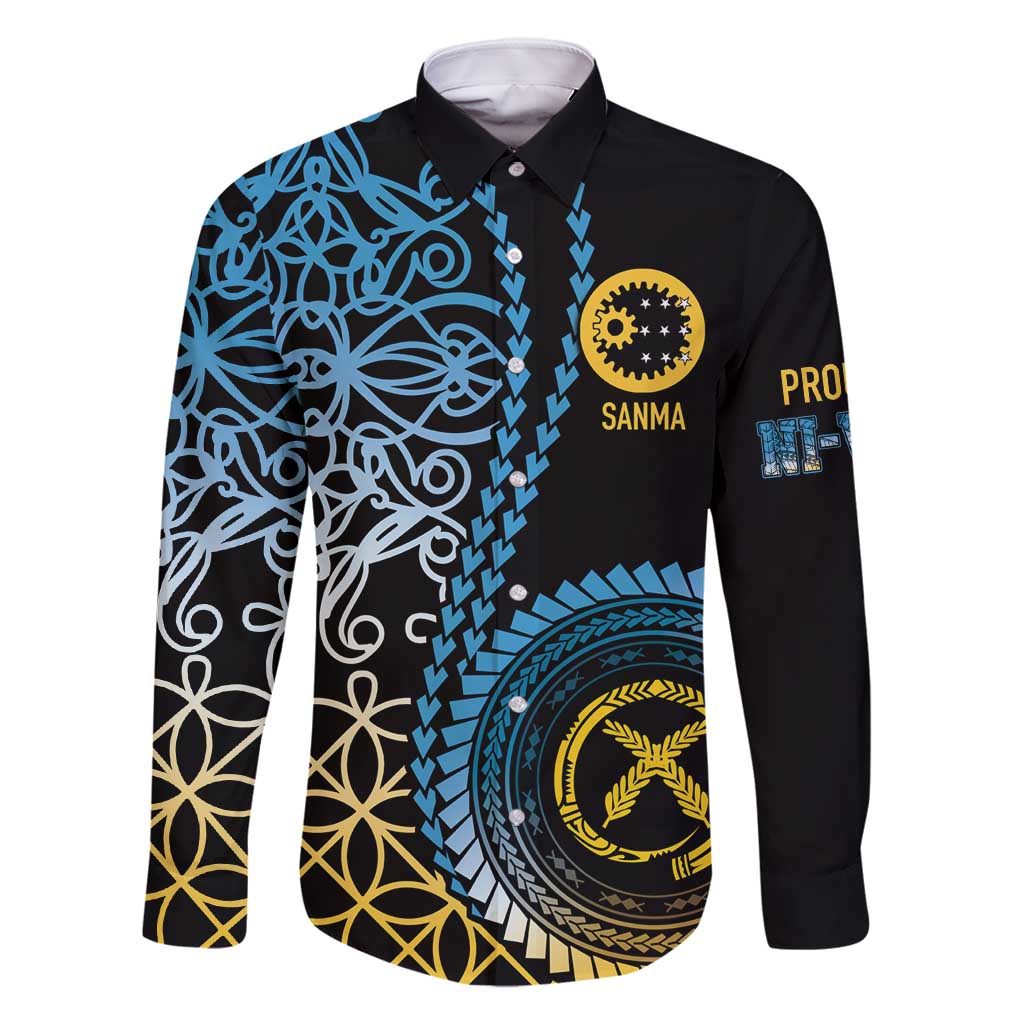 Proudly Ni-Van Sandroing Inspired Family Matching Off Shoulder Short Dress and Hawaiian Shirt Sanma Classic Style LT7 Dad's Shirt - Long Sleeve Colorful - Polynesian Pride