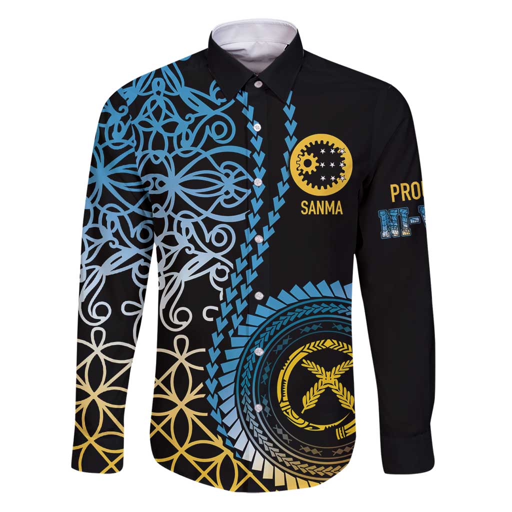Proudly Ni-Van Sandroing Inspired Family Matching Puletasi and Hawaiian Shirt Sanma Classic Style LT7 Dad's Shirt - Long Sleeve Colorful - Polynesian Pride