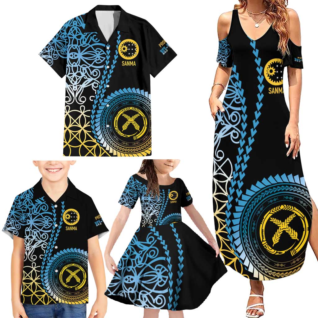 Proudly Ni-Van Sandroing Inspired Family Matching Summer Maxi Dress and Hawaiian Shirt Sanma Classic Style LT7 - Polynesian Pride
