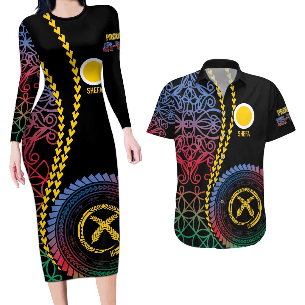 Proudly Ni-Van Sandroing Inspired Couples Matching Long Sleeve Bodycon Dress and Hawaiian Shirt Shefa Classic Style