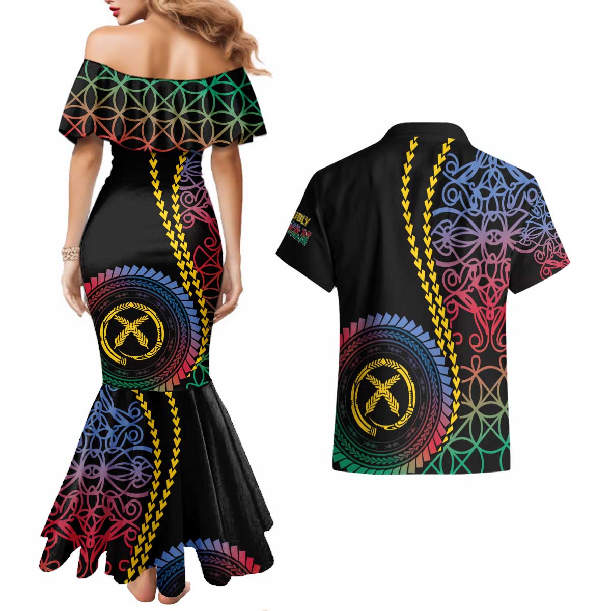 Proudly Ni-Van Sandroing Inspired Couples Matching Mermaid Dress and Hawaiian Shirt Shefa Classic Style