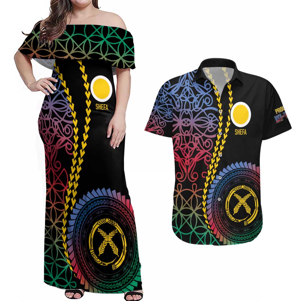 Proudly Ni-Van Sandroing Inspired Couples Matching Off Shoulder Maxi Dress and Hawaiian Shirt Shefa Classic Style