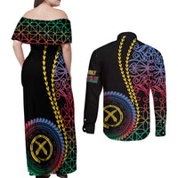 Proudly Ni-Van Sandroing Inspired Couples Matching Off Shoulder Maxi Dress and Long Sleeve Button Shirt Shefa Classic Style
