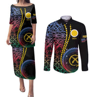 Proudly Ni-Van Sandroing Inspired Couples Matching Puletasi and Long Sleeve Button Shirt Shefa Classic Style