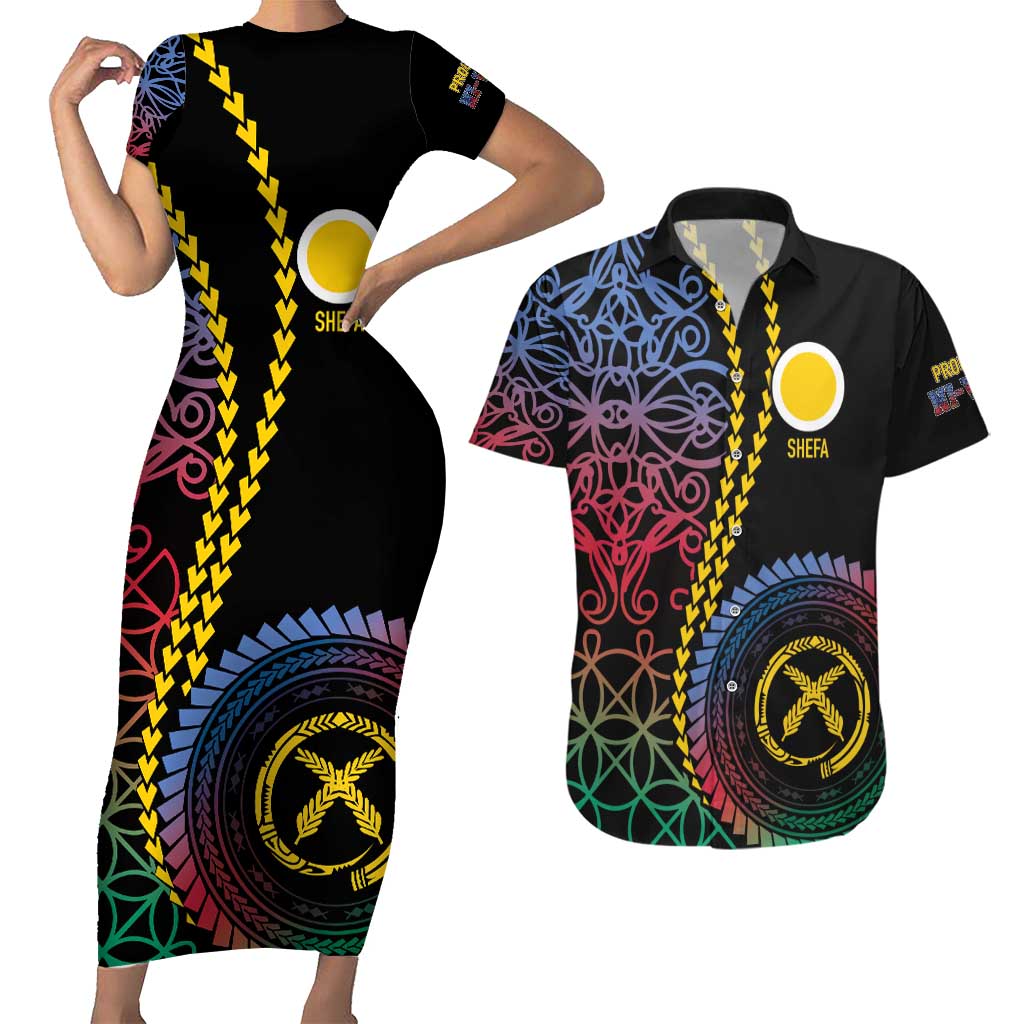 Proudly Ni-Van Sandroing Inspired Couples Matching Short Sleeve Bodycon Dress and Hawaiian Shirt Shefa Classic Style