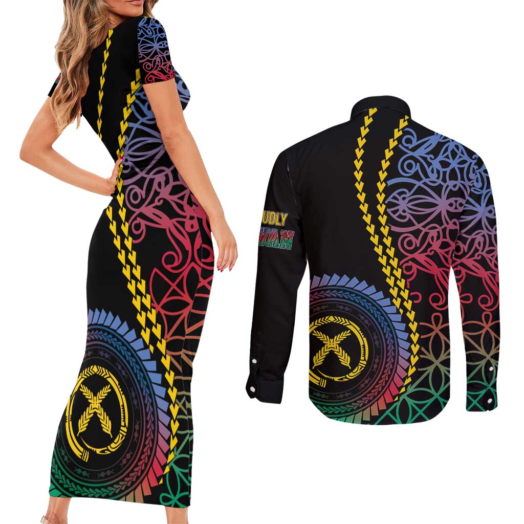 Proudly Ni-Van Sandroing Inspired Couples Matching Short Sleeve Bodycon Dress and Long Sleeve Button Shirt Shefa Classic Style