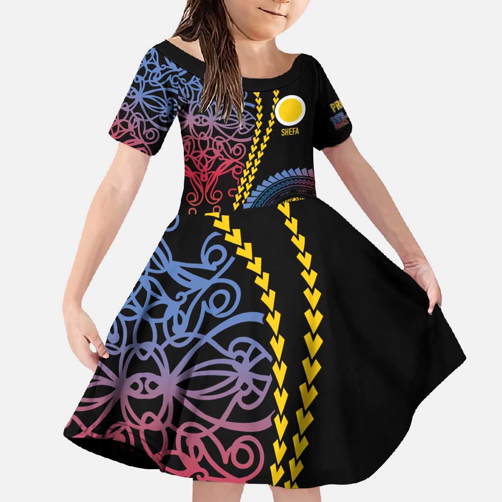 Proudly Ni-Van Sandroing Inspired Family Matching Mermaid Dress and Hawaiian Shirt Shefa Classic Style LT7 Daughter's Dress Colorful - Polynesian Pride